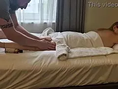 Naughty Marie's Oiled Curves Spread Wide in Intimate Bedroom Massage