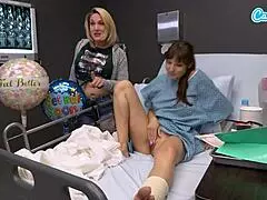 Horny Big Tits MILF Masturbates On Hospital Bed Handjob Cumshot