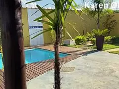 enjoy sunny pool day with two hot babes bruna lopesxx giving oral interracial fun