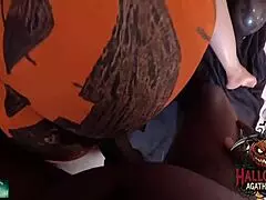 Bbc ravages brazilian milf's halloween pumpkin in twisted studio