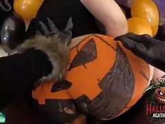 Bbc ravages brazilian milf's halloween pumpkin in twisted studio