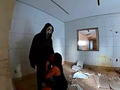 yo linda's fat bbw body gets pounded hard by the halloween intruder freak
