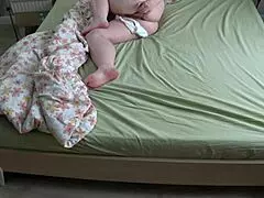 Chubby wife's white panties soak as home cam catches bedtime fingering orgasm