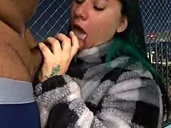 on the balcony my latina friend sucks my huge black cock then i fuck her squirting ass