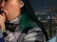 on the balcony my latina friend sucks my huge black cock then i fuck her squirting ass