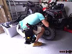 milf lolly dames rides handyman james angel's cock after footjob tease