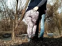 bold exposure of mother-in-law's hairy wet pussy flashing on frosty public street