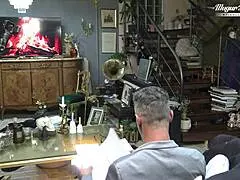 odette takes client's facial backstage