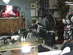 odette takes client's facial backstage