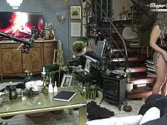 odette takes client's facial backstage