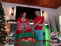 stepmommy's tight ass stretched wide on christmas with my thick cock deep inside