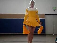 Petite Blonde Cheerleader Begs For Cock After Ripping Clothes On Court?