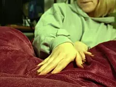 tv time with chubby teen turns into ruined handjob cumshot