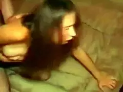 Homemade milf cuckold guy unloads on big natural tits cumshot