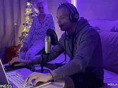 Stepson Ravages Wet Russian Stepmom During Game Stream!