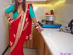 newlywed pinki bhabhi, why strip saree in bathroom for hard fuck and creampie?