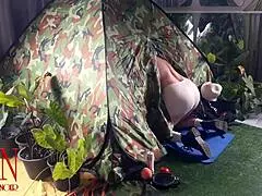 nudist lady bends over for stranger pussy fuck at beach camp nature public doggystyle juicy