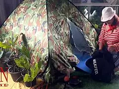 nudist lady bends over for stranger pussy fuck at beach camp nature public doggystyle juicy