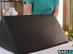 blonde masseuse straps big boobed milf coworker in hardcore anal