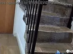 British Milf Auntie Trisha Plays Solo On Stairs