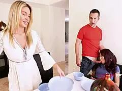 stepdaughter gets used hard while stepmom watches me