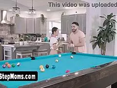 Can a skinny brunette handle rough doggystyle from monster cock during billiard lesson?