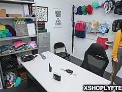 Will Shoplifter Judy Jolie Survive This Bent-Over Doggystyle Cavity Search in the Office?