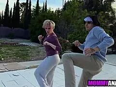 Karate Step Mom Takes Huge Cock Deep in Ass and Throat