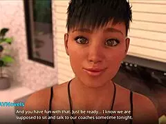 Brunette teen girlfriend confesses party games with big tits friend and massive ass play