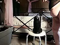 plump bbw milf goliath stuffs her creamy fat pussy deep with huge dildo toys