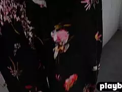 Small tits milf model poses seductively after stripping clothes in solo session