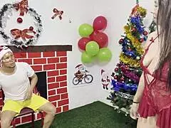 apartment owner spots my muscles post-party 😍 drags me into christmas fuck game 💦