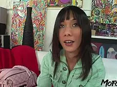 Sexy asian amateur mommy gulps thick cum after sloppy big cock deepthroat