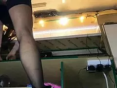 Tracy's Naughty Upskirt Flashes Shaved Pussy at Work Part 3