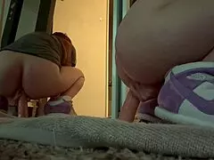 Italian big tits milf Artemisia Love stretches solo with anal toys