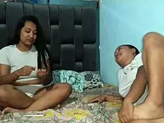 Showing my stepdaughter how to grip cock just right