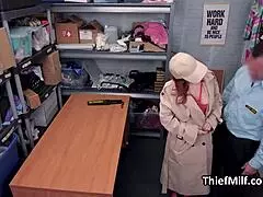 Security Guard Pounds Busty Redhead Politician's Pussy for Lingerie Theft