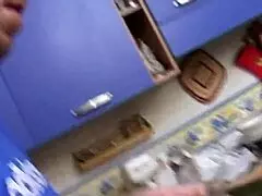 brunette milf wipes hairy pussy then squirts cum on italian lover