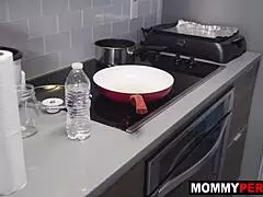 stepmom gives stepson sloppy blowjob reward after chores