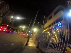 Random Street Girl Grabs Dick in Bathroom After Food Beg for Fuck