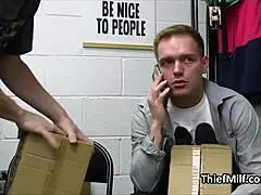 turn around honey while i suck this officer's thick cock at work...