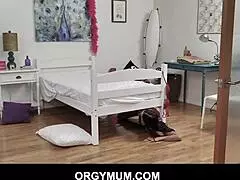 so this latina stepmom desiree dulce gets stuck under bed and pervy stepson fucks her big tits pussy pov