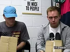 turn around honey while i suck this officer's thick cock at work...