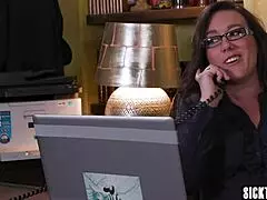 wanna watch these horny busty lesbians rim big asses in the office?