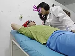 Latina doctor keeps christmas going with patient's monster cock doggystyle cowgirl in office