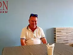 hey neighbor, watch this naked curvy waitress serve pussy from her navel