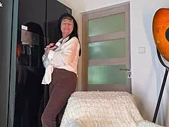 private czech bbw brunette with HUGE TITS OILED PUSSY masturbates solo in homemade outdoor pov