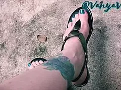 vanya vixen teases her sexy tattooed feet and toes begging for your fetish worship