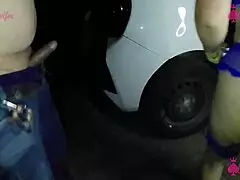 luluhotwifex's latina milf wife gets fucked doggystyle in car by bull while cuck films tit creampie and squirt