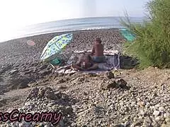 Voyeur catches wife sucking huge cock on nude beach?